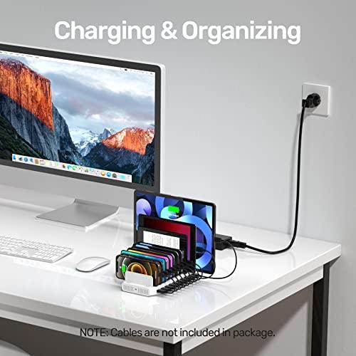 Unitek Unitek Multi Charging Station, 10-Port USB Charger for Multiple Device with SmartIC Tech and Adjustable Dividers, Organizer Stand Compatible with iPad, Tablet, Kindle, iPhone