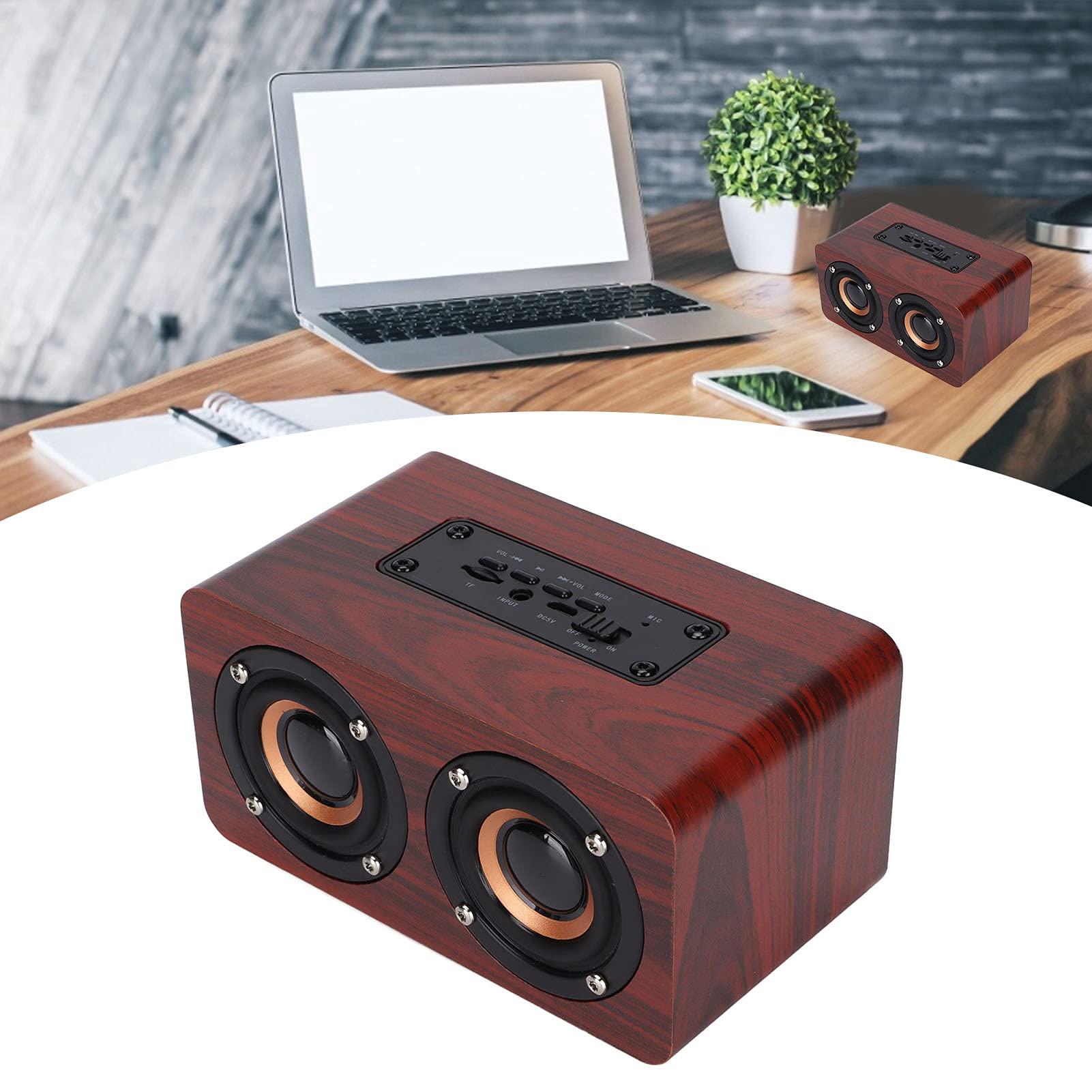 Pomya Wooden Retro Bluetooth Speaker, Vintage Decor, Old Fashion Stereo Speaker Computer Subwoofer Home Audio Speaker for Kitchen Desk Bedroom Office Party Outdoor PC Laptop (Brown Wood