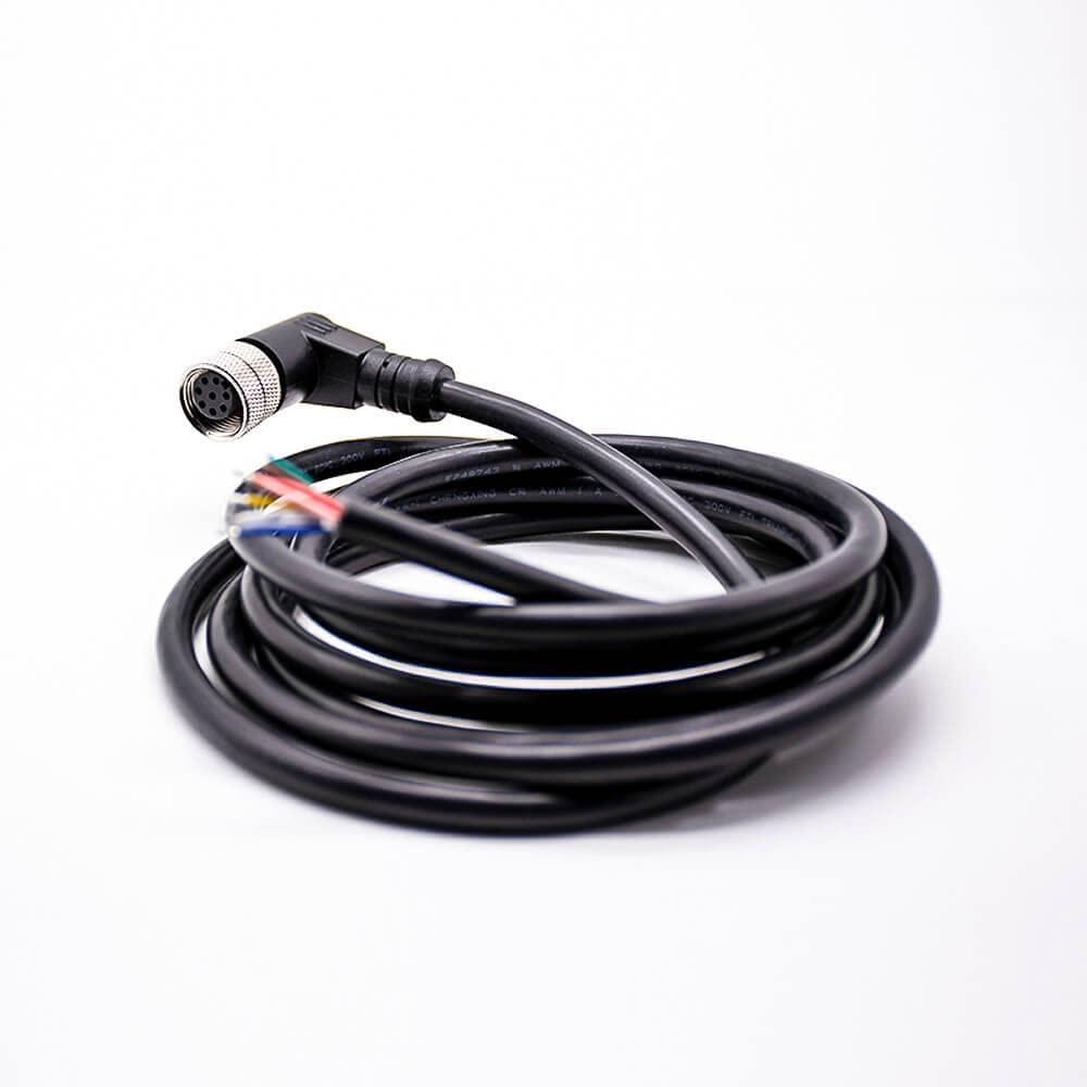 keisnoaja M12 Cable Assembly 8 Pin Female Single Ended Straight Connector Molded Cable 2M AWG24