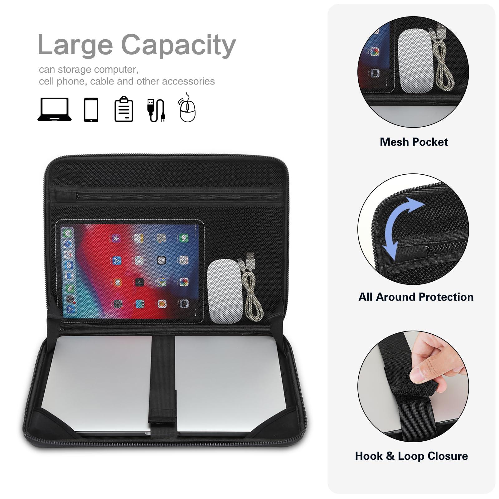 MOSISO MOSISO Laptop Sleeve 15.6 inch, Waterproof Shockproof Protective Artistic Geometric EVA Computer Bag Carrying Case with Handle, Circle Curved Wrist Rest Support for Mouse Pad&Keyboard,Black&Slate Gray