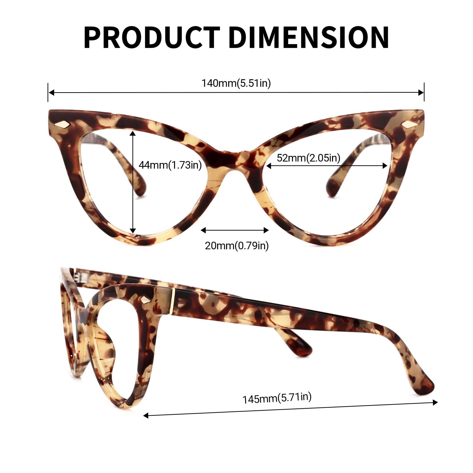 VOOGLAM VOOGLAM Cat Eye Non Prescription Glasses with HD Clear Lenses for Women in Amber TR90 Frame Maite OP02131