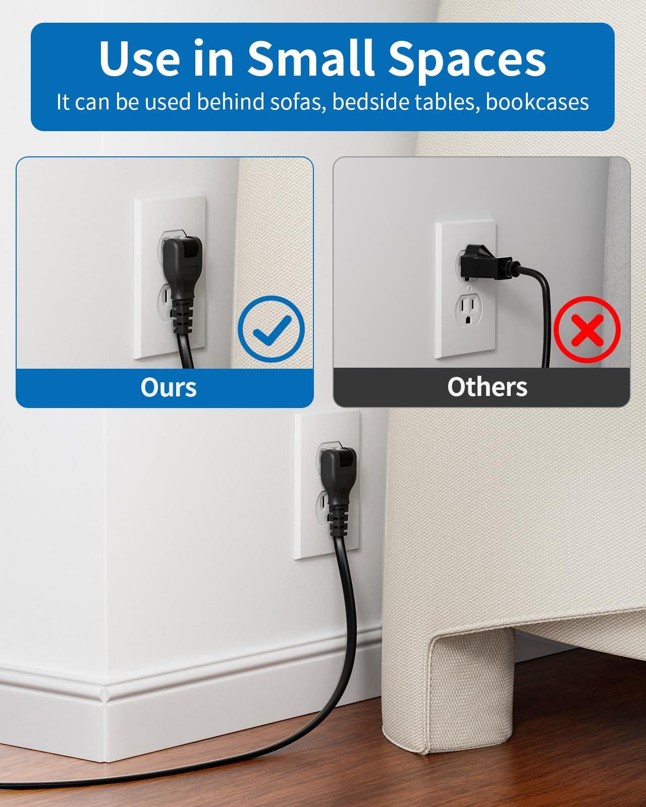 NTONPOWER NTONPOWER 2 Prong Power Strip with 2 USB C+ 2 USB A, 1875W/1080J 2 Prong Surge Protector with 180 Rotating Flat Plug, 2 Prong Extension Cord with 6 AC Outlets, 2 Prong to 3 Prong Outlet Adapter
