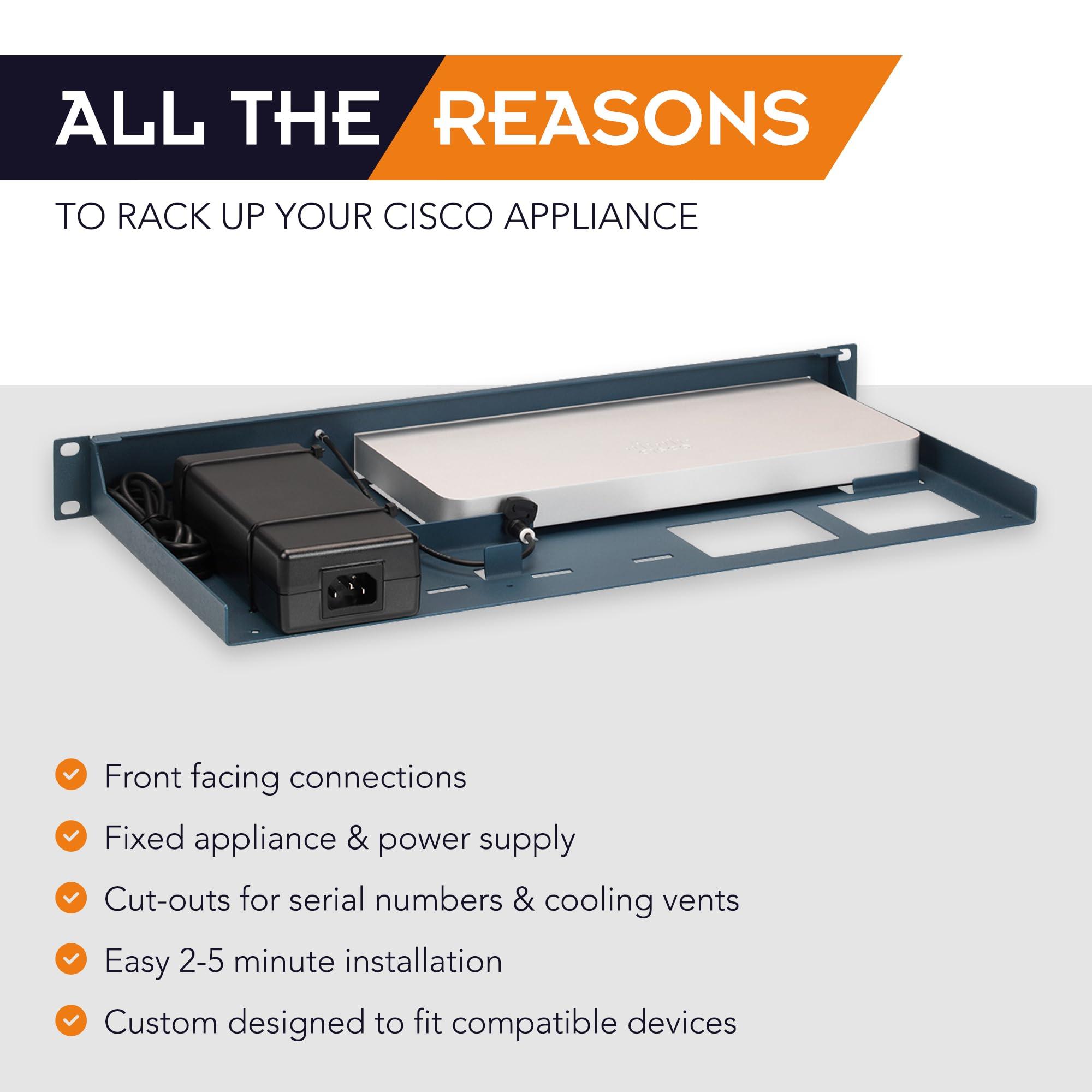 R RACKMOUNTIT Cisco Meraki Firewall Appliance Rack Mount - 1U Server Rack Shelf with Easy Access Front Network Connections, Properly Vented, Customized 19 Inch Rack - RM-CI-T14 by Rackmount.IT