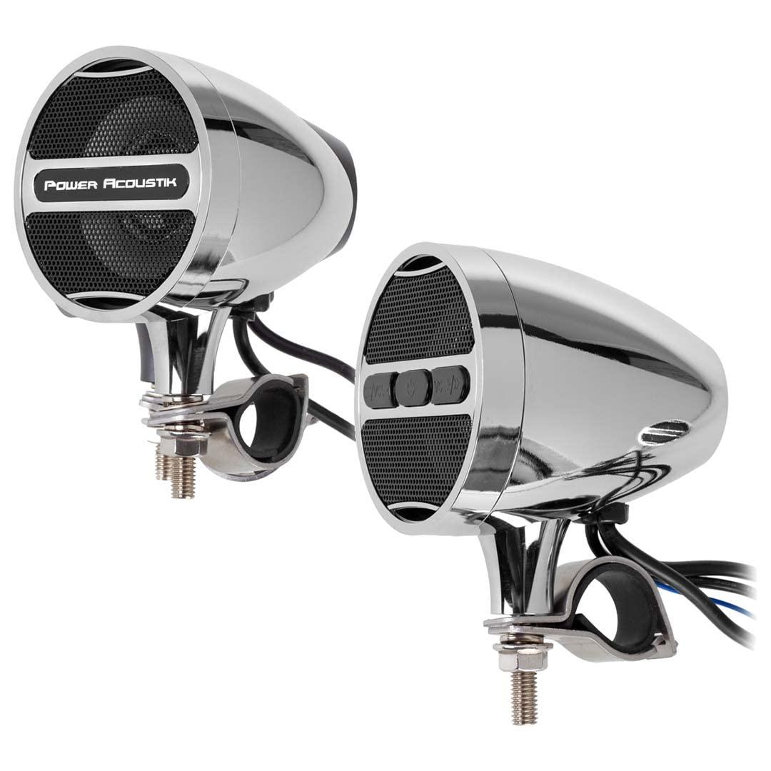 Power Acoustik Power Acoustik Chrome Motorcycle Bluetooth Speaker System FM Radio & USB Input