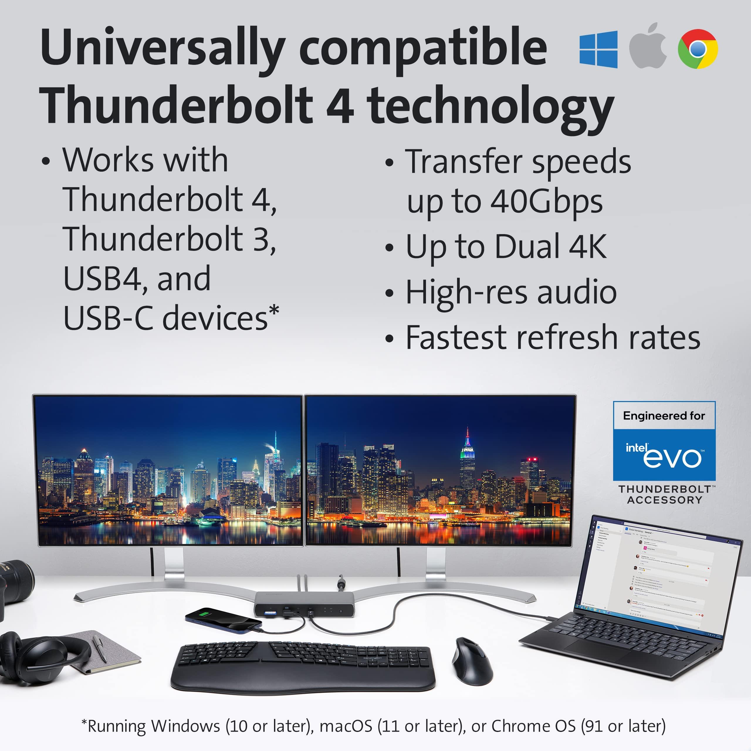 Kensington Kensington SD5780T Thunderbolt 4 Dual 4K Docking Station with up to 100W Power Delivery & SD Card Reader, HDMI & Thunderbolt 4 Ports for Windows and MacBooks (K33040NA)