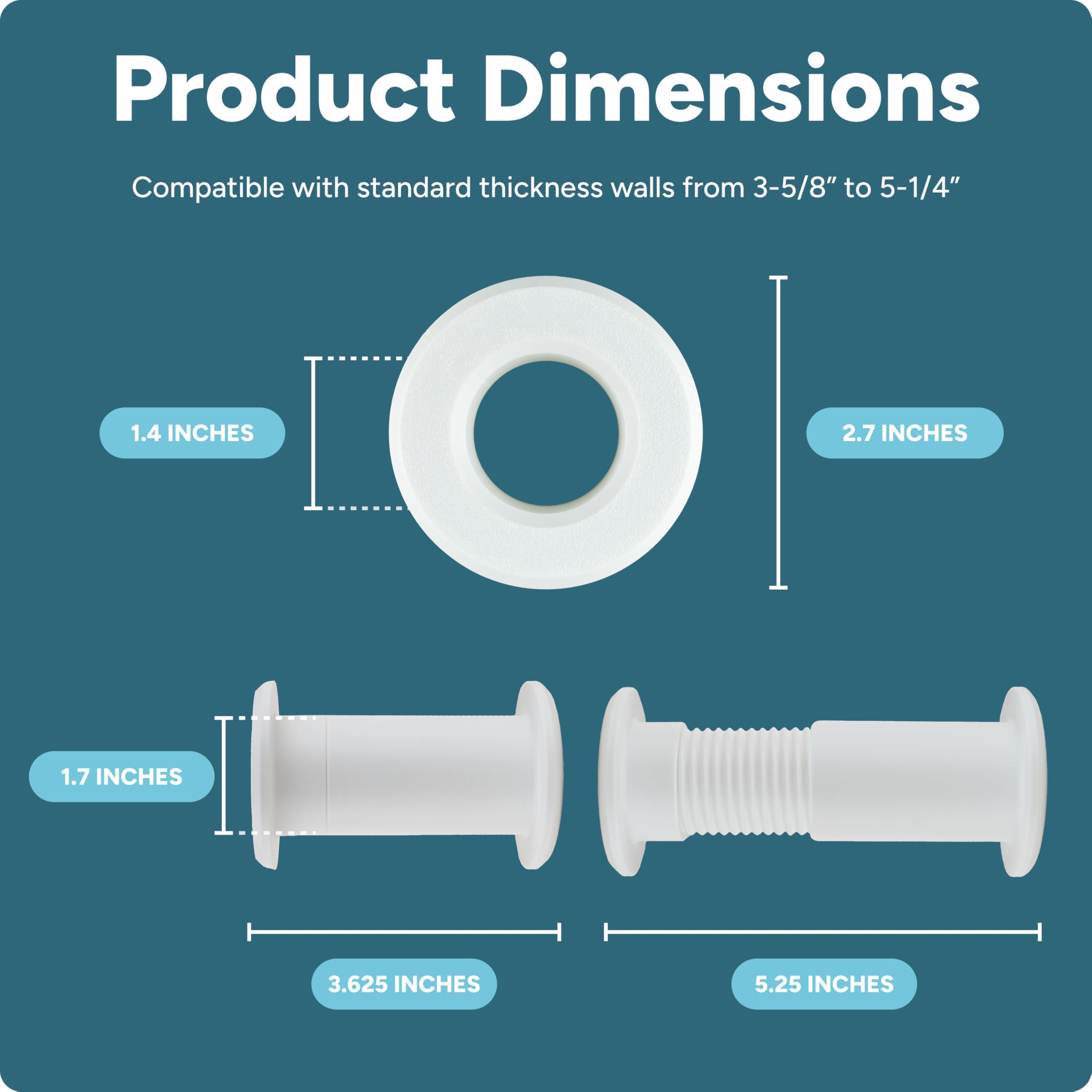matterform Cable Pass Through Wall Port | Fits Cable Sizes up to 3-Prong Plug | Compatible with 3 5/8 - 5 1/4 Wall Thickness | Provides Solid Channel Through Wall (White)