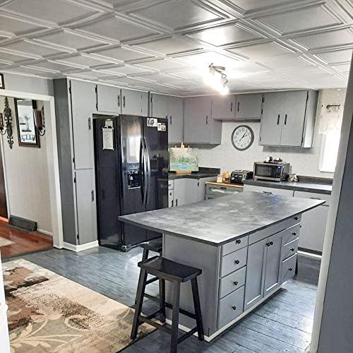 A La Maison Ceilings A La Maison Ceilings R24 Line Art Foam Glue-up Ceiling Tile (21.6 sq. ft./Case), Pack of 8, Plain White