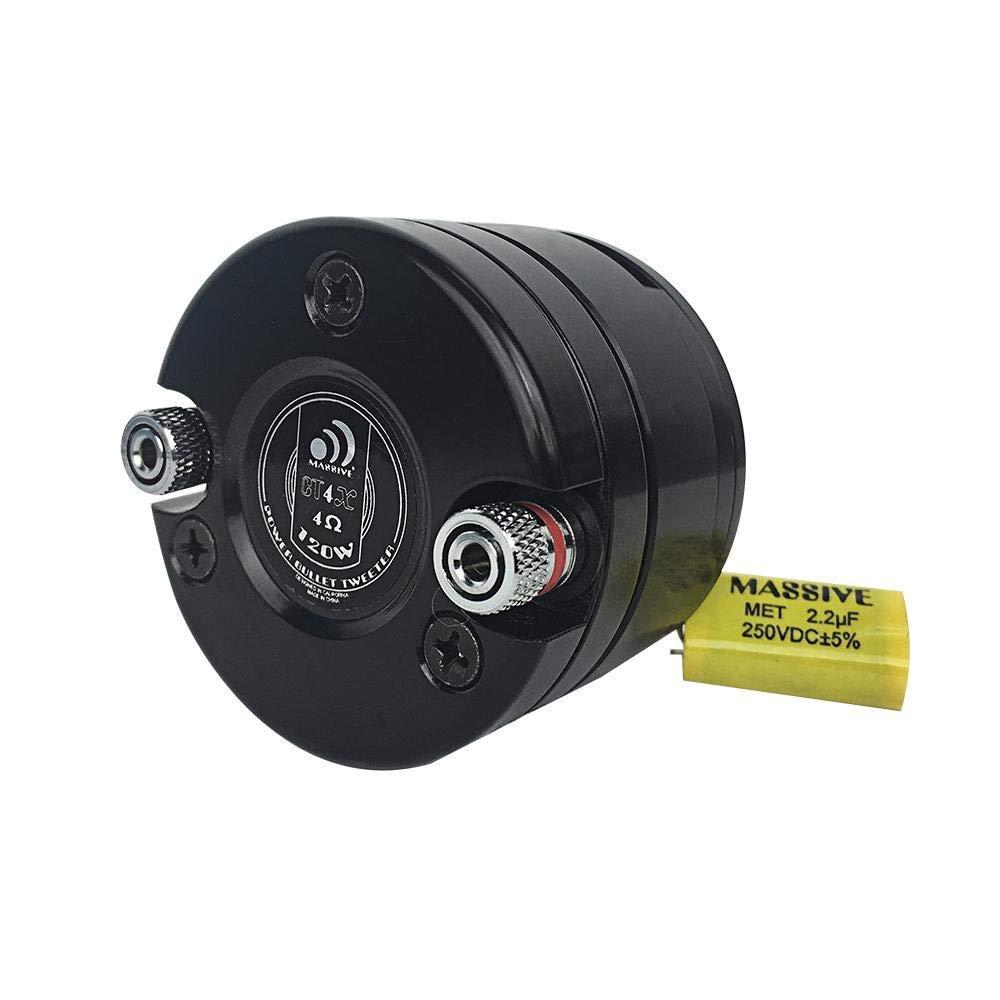 Massive Audio Massive Audio CT4X - 1 Inch/25.5mm, 120 Watts Max, 30 Watts RMS, Neodymium Tweeter 57mm Power Bullet Tweeter Speaker for Cars, Heavy Duty Black Anodized Titanium (Sold as Each)