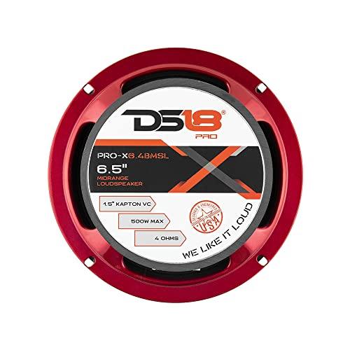 DS18 DS18 PRO-X6.4BMSL Slim Loudspeaker - 6.5", Midrange, Red Aluminum Bullet, 500W Max, 250W RMS, 4 Ohms - Premium Quality Audio Door Speakers for Car or Truck Stereo Sound System (1 Speaker)
