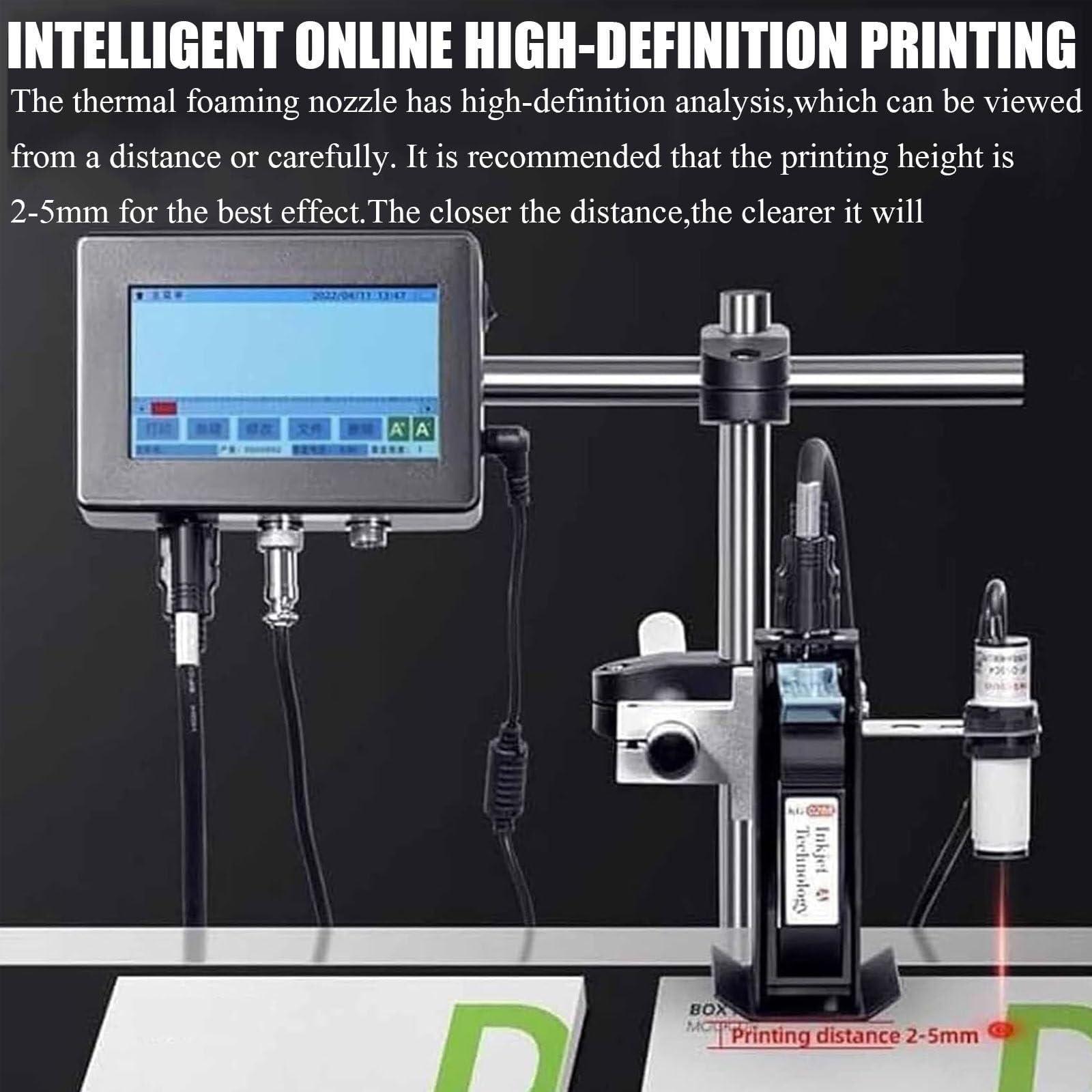 YQDDM YQDDM Automatic Online Inkjet Printer,Online Smart Inkjet Printer Touch Screen High-Resolution Date Coder Barcodes Lot Codes Continuous Coding and Marking Machine(12.7mm)