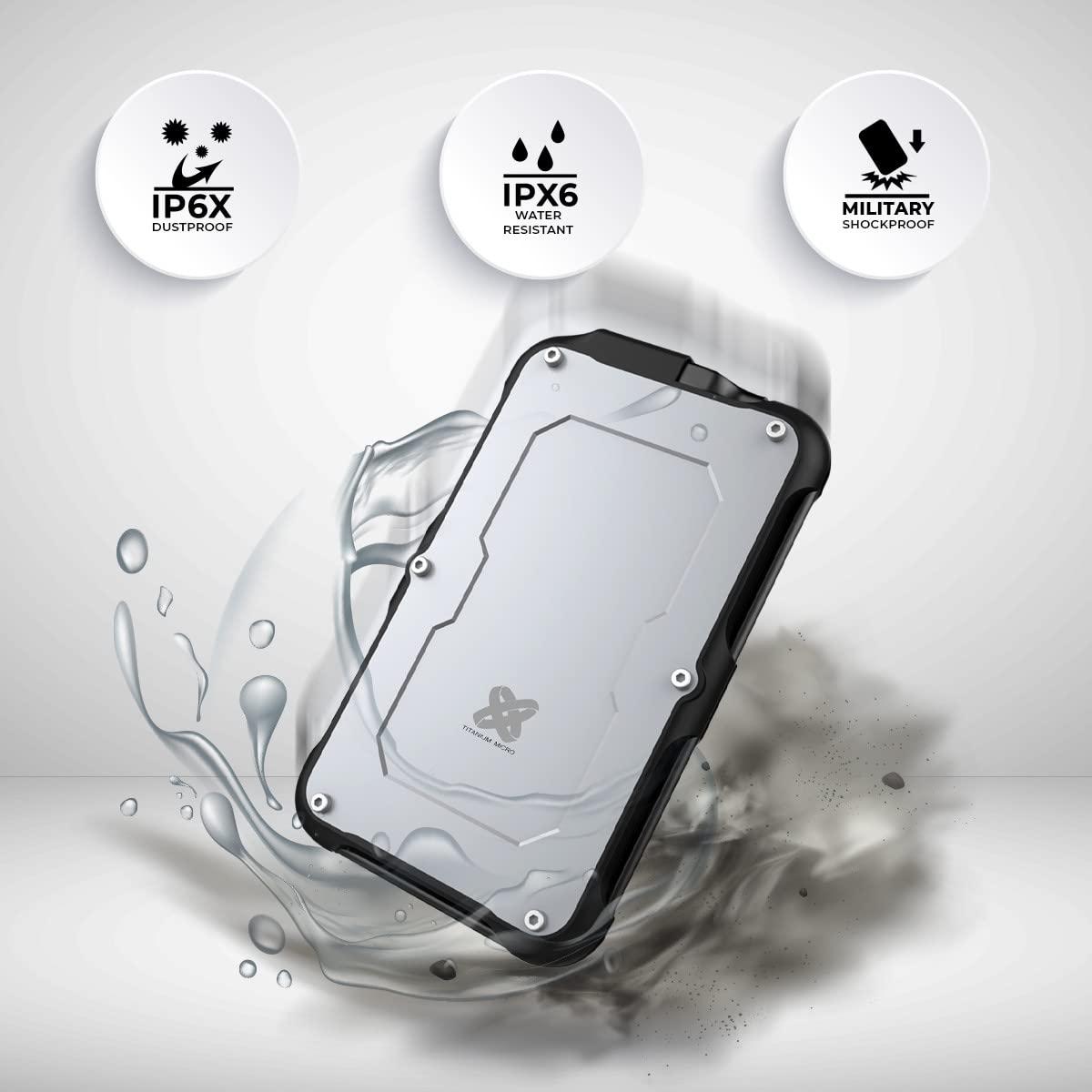 Titanium Micro Titanium Micro 4TB External SSD, Titanium One Portable SSD - Up to 500MB/s, USB 3.2 Gen 2 USB-C USBA, Rugged IP66 Water Resistance, Drop Proof, External Solid State Drive Storage for PC Mac Smartphone