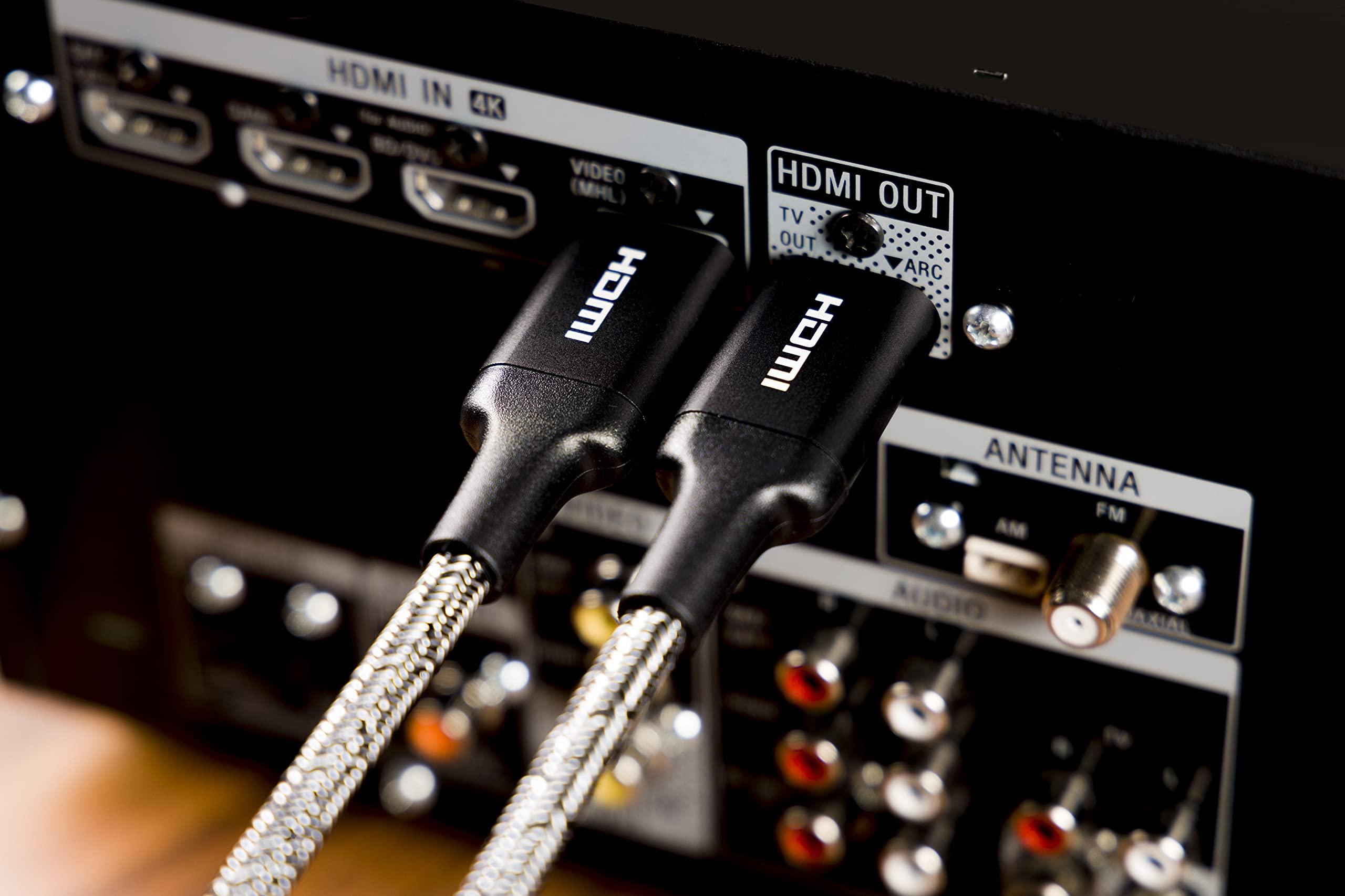 Philips Accessories Philips Premium Certified HDMI Cable, 4 ft. 1080p 120Hz 4K 60Hz, 18Gbps Ethernet HDMI 2.0, Gold Connectors, Braided Cable, for TV, Monitor, Laptop, PS4, PS5, Xbox One X S, SWV6120P/27