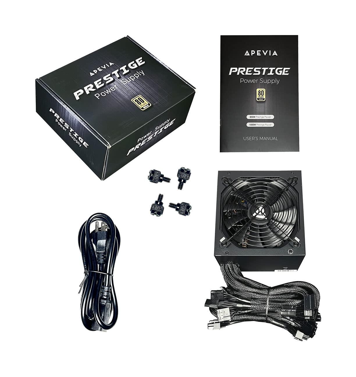 Apevia Apevia ATX-PR850W PCIe 5.0 & ATX 3.0 Ready Prestige 850W 80+ Gold Certified, Gen 5 12VHPWR Connector, Active PFC ATX Gaming Power Supply