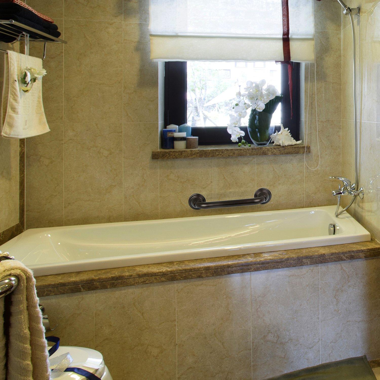 Utopia Alley Decorative Shower Grab Bar - 12\" Bathroom Grab Bars for Seniors - Non-Slip Bathroom and Household Handicap Safety Bar (Oil Rubbed Bronze)