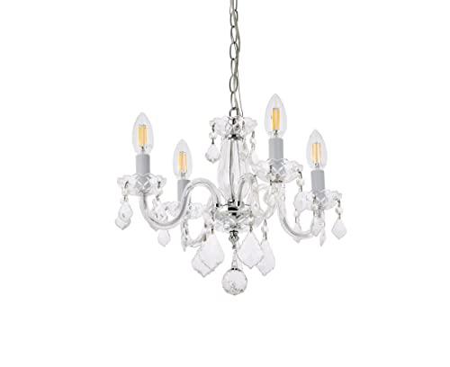 Elegant Lighting Elegant Lighting Rococo 4 Light Red Bordeaux Hanging Pendant Lamp with Royal Cut Crystal