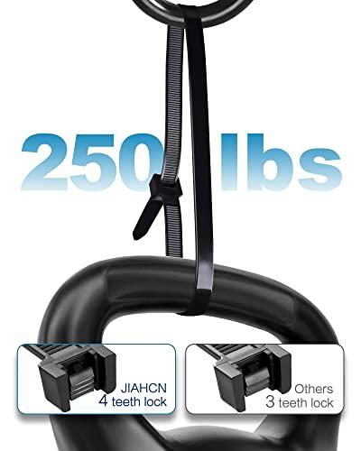 JIAHCN Long Zip Ties Heavy Duty 250lbs Cable Ties Extra Large Zip Ties 24 Inch Industrial Cable Tie Thick Strong Big Zip Tie Wraps Black Wire Ties Wide Plastic Zipties for Cable Management, Outdoor 30pcs