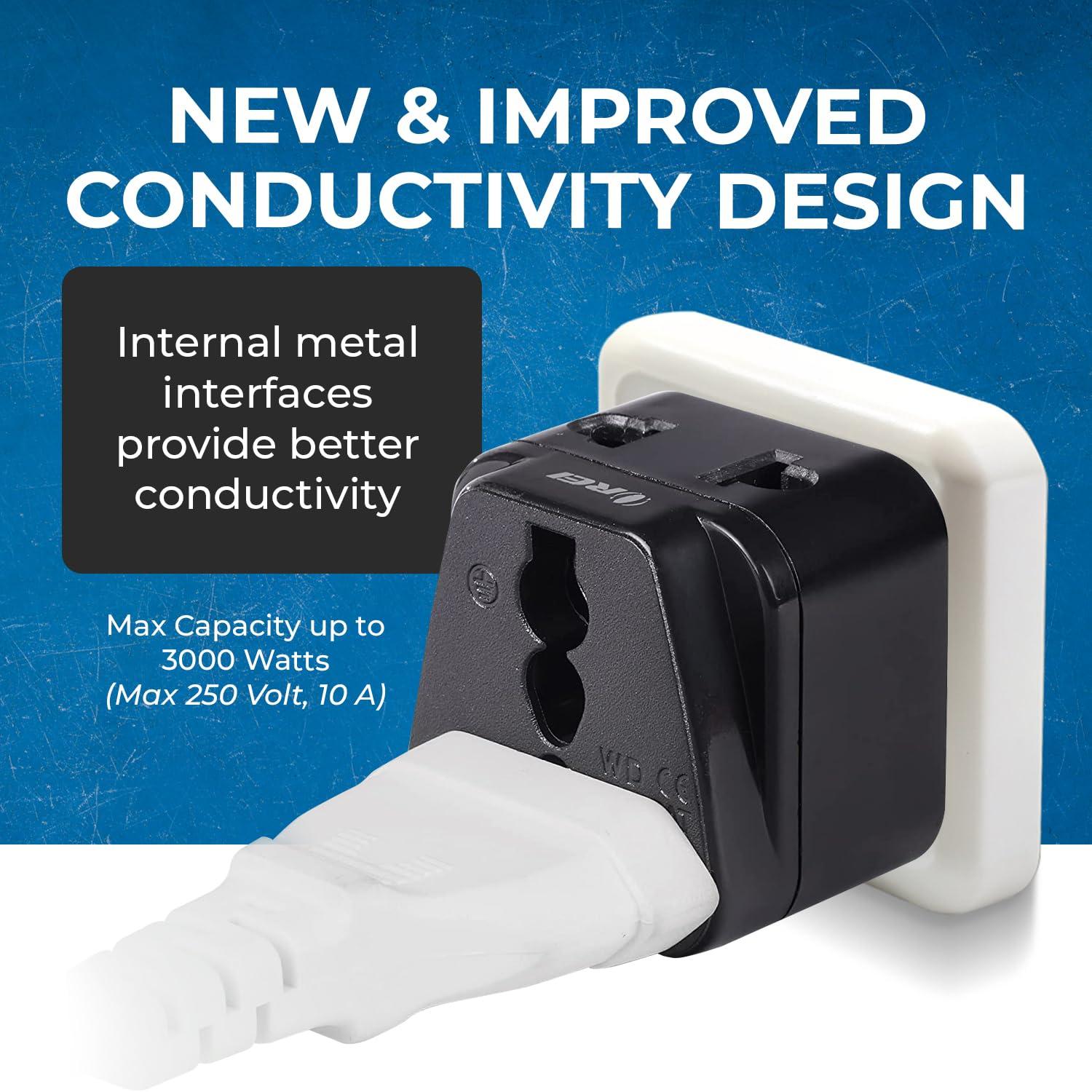 OREI OREI Australia, New Zealand, China Power Plug Adapter 2-in-1 AU Travel Adapter with Universal Socket & USA Outlet Type I 2 Pack