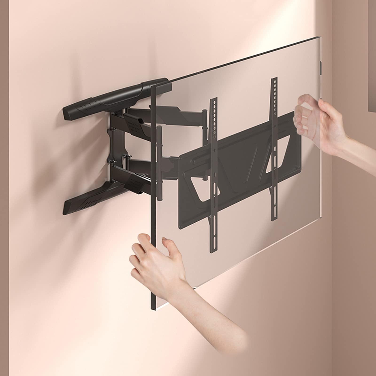 QTBH QTBH TV Mounts Universal TV Stand Full Motion TV Wall Mount Bracket 37"-80" Low Profile Embedded Bracket Swivels Tilts Extension TV MountHolds Up to 99lbs TV Stand TV Wall Mount