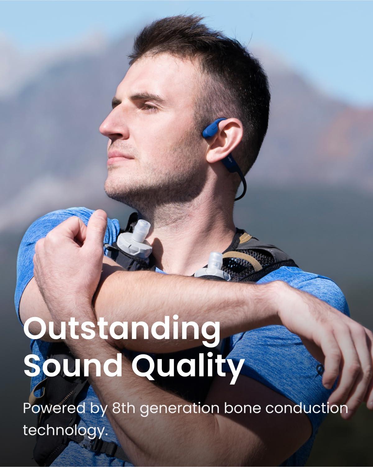 SHOKZ SHOKZ OpenRun (AfterShokz Aeropex) - Open-Ear Bluetooth Bone Conduction Sport Headphones - Sweat Resistant Wireless Earphones for Workouts and Running - Built-in Mic (Renewed)