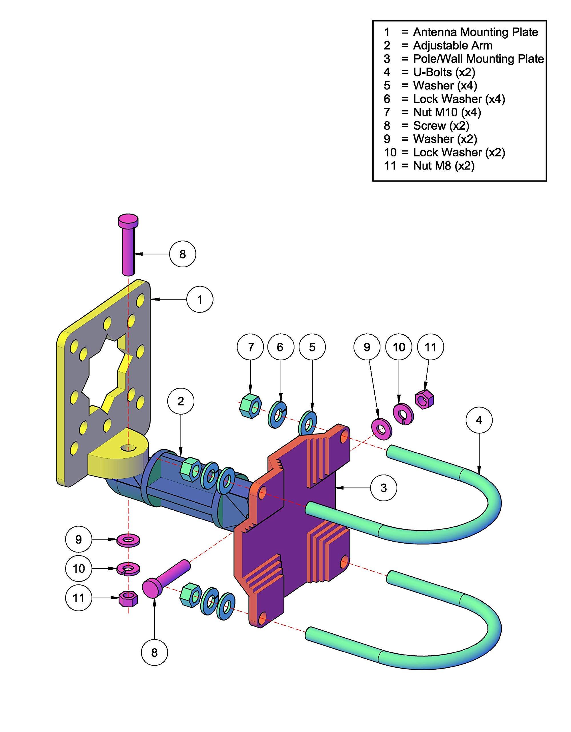 Proxicast Proxicast Universal Wall/Pole Mount Adjustable Articulated Bracket for Outdoor Antennas, Cameras, Lights, Speakers, etc - Not for Mounting TVs or Monitors (ANT-810-AWB)