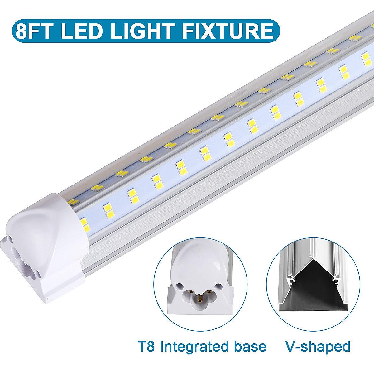 FTUBET 20 Pack 8FT LED Shop Light Fixture, 144W 15500LM 6000K Cool White,High Output Linkable Tube Light, 4 Rows V Shape T8 8 Foot LED Shop Lights for Garage, Warehouse