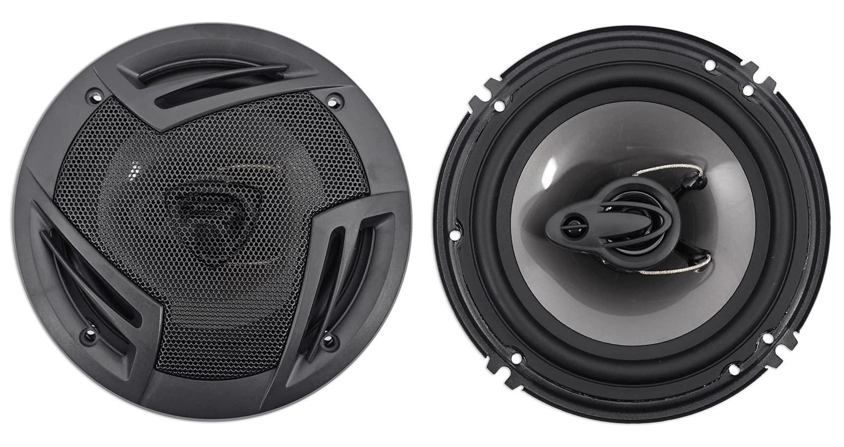 Rockville Rockville Pair RV6.3A 6.5\" 3-Way Car Speakers 750 Watts/140 Watts RMS CEA Rated Bundle with Pair MAC65B 6.5\" Black Aluminum Wakeboard Tower Speaker Pod Enclosures (2 Items)