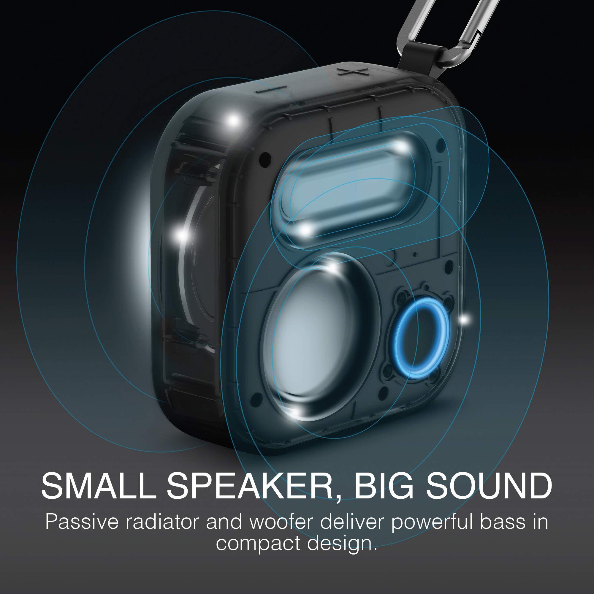 Brookstone Brookstone Bluetooth Speakers, IPX7 Waterproof Indoor and Outdoor Speaker, Portable Speakers, Computer Speakers for Desktop Monitors, Tap to Link Multiple Speakers, Carabiner Clip Included