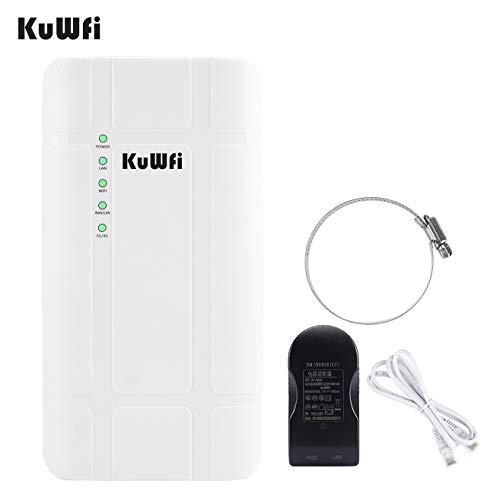 KuWFi KuWFi 300Mbps Outdoor 4G LTE CPE WiFi Router with Sim Card Slot CAT4 SIM Routers with POE Adapter Work with IPcamera or Outside WiFi Coverage (US Version B2/B4/B5/B12/B13/B14/B66/B71)