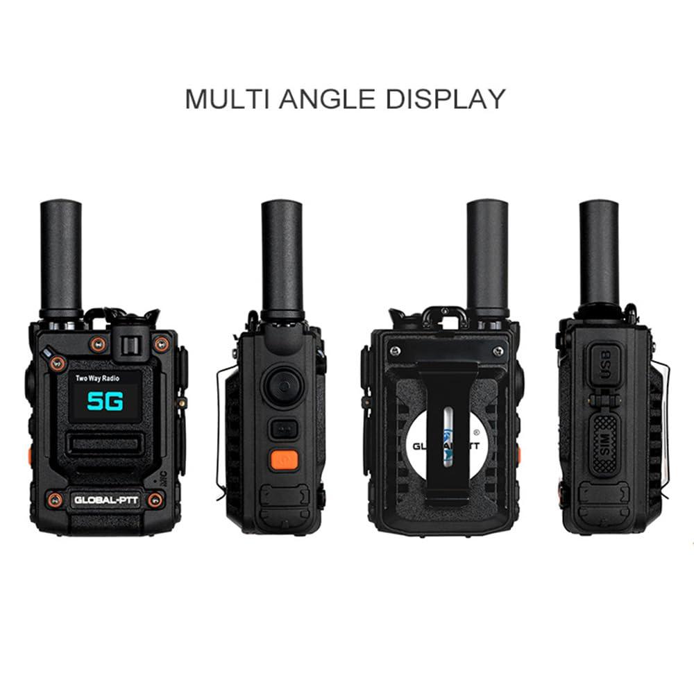 XMANA Pack of 2 Global Walkie Talkie with Sim Cards - One Button Instant Group Communication Over The Nationwide Cellular Network - Two Way Unlimted Range PoC Radios with Flashlight (Silver)