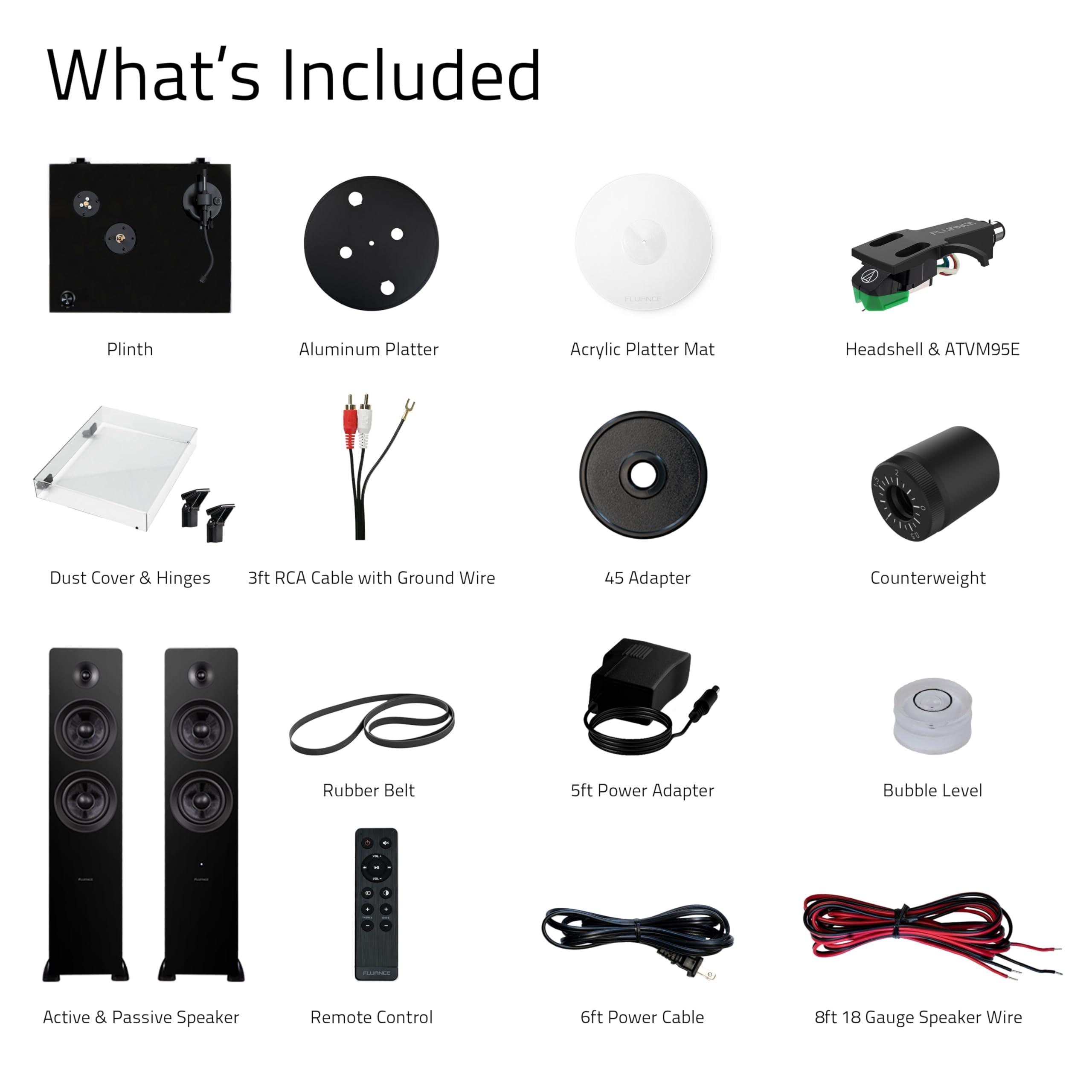 Fluance Fluance RT81+ Turntable (Piano Black) and Ai81 Tower Speakers (Black Ash) Bundle: High Fidelity Vinyl Playback & Powerful Stereo Sound, Integrated Amplifiers