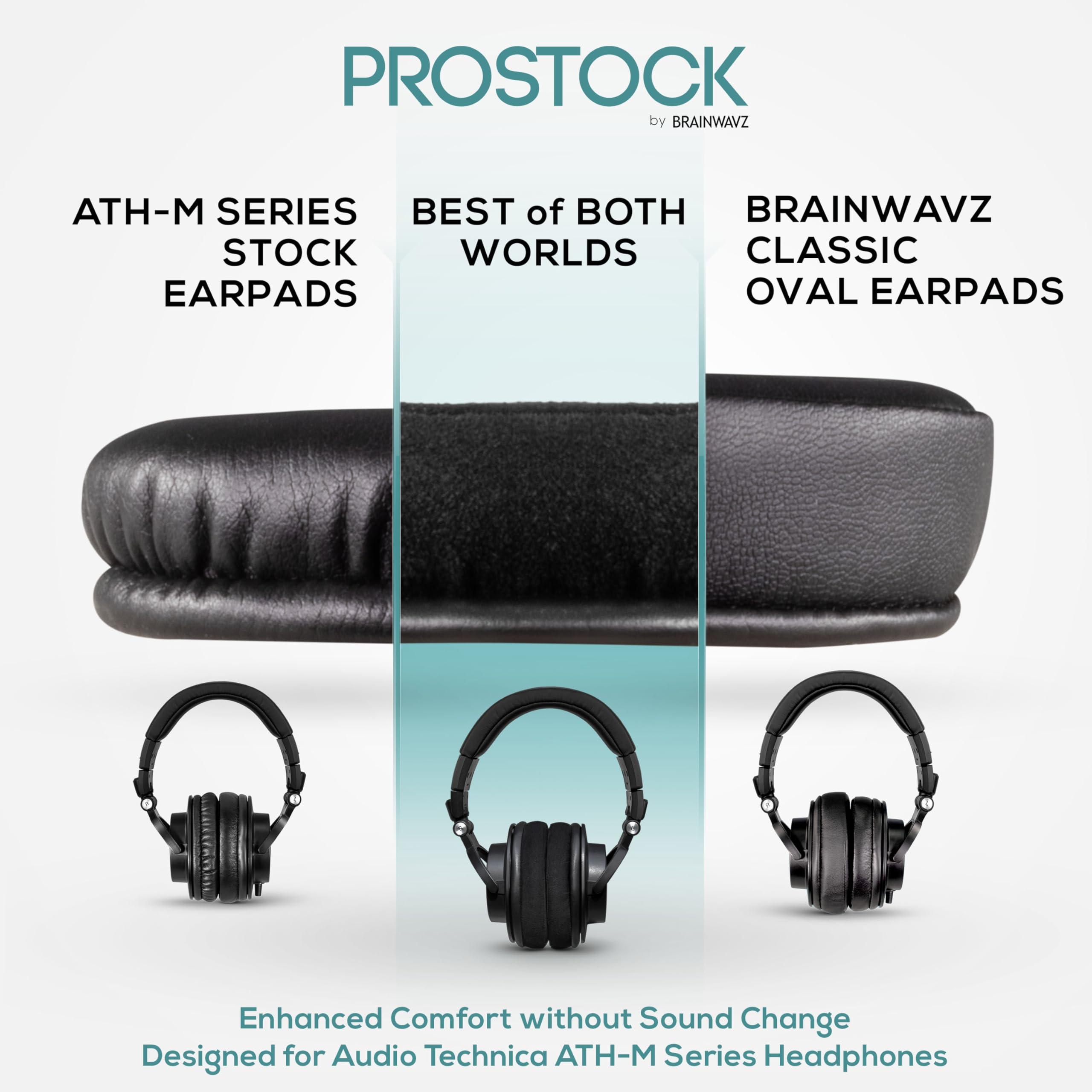 BRAINWAVZ Brainwavz ProStock ATH M50X Upgraded Earpads, Improves Comfort & Style Without Changing The Sound - Ear Pad Designed for ATH-M50X M50BTX M20X M30X M40X Headphones, Vegan Leather (Micro Suede)