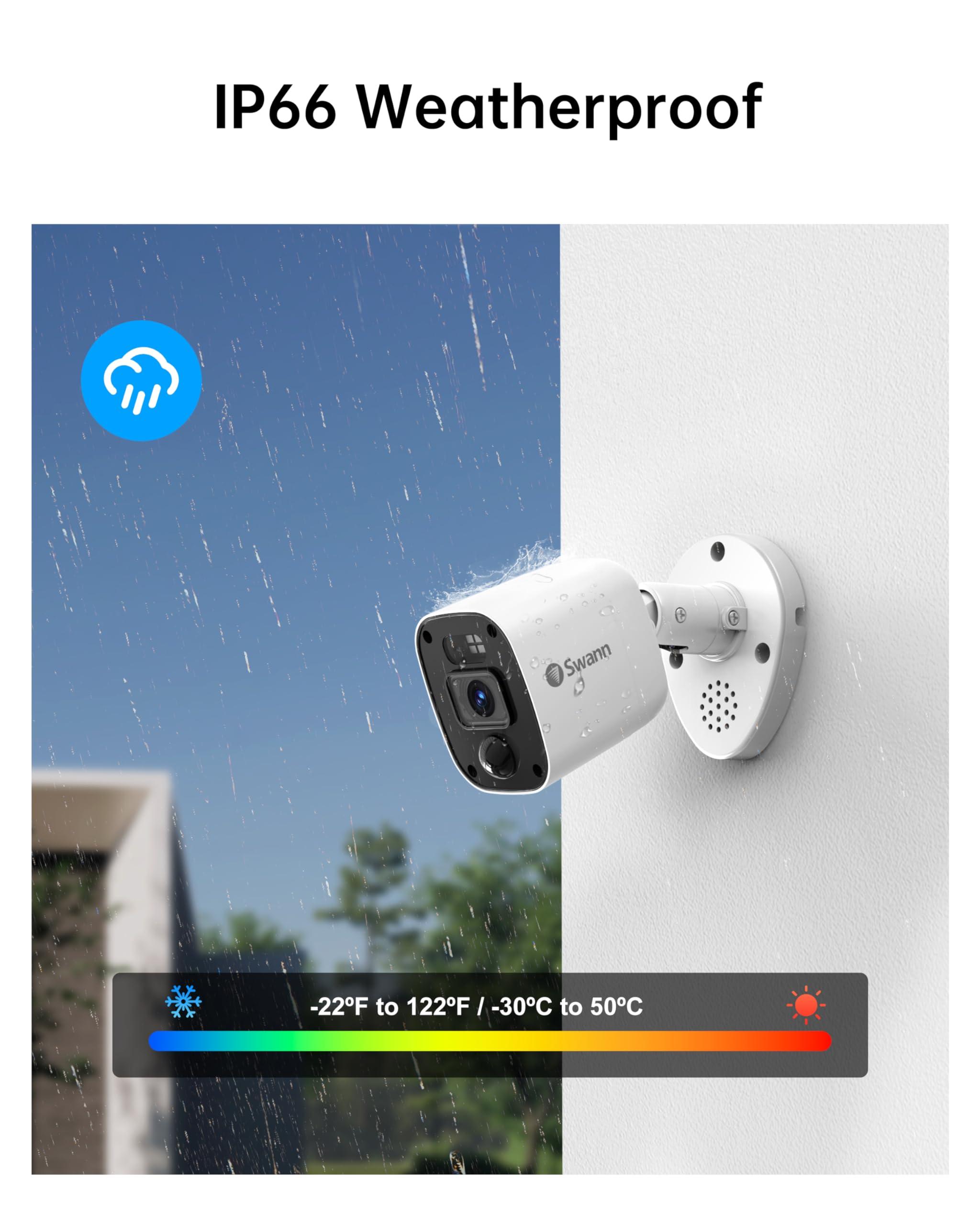 Swann Swann Add-On DVR Flashing Light Bullet Camera with Sensor Spotlight, 4K UHD Video, Indoor or Outdoor Design, Dusk to Dawn Color Night Vision Plus True Detect Heat, Motion Detection, and One Way Audio