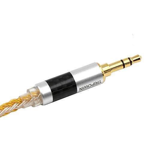 Linsoul Linsoul Tripowin Zonie IEM Cable, 16 Core Silver Plated Earphone Upgraded Cords, 1.25m SPC in Ear Monitor Cable for 7hz Zero:2 Orchestra Lite Cadenza Hype4 Supermix4(2pin 0.78mm, 4.4mm)(Gold)