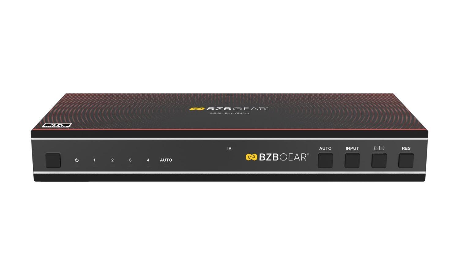 BZB GEAR 4x1 4K UHD HDMI Seamless Switcher Quad MultiViewer with Audio De-embedder