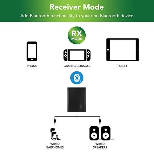 Jensen Jensen Portable Wireless Audio Transmitter & Receiver Compatible with TV, Sound System, Car & Nintendo Switch, Bluetooth Connectivity, 32-Foot Range, 13 Hours of Playback
