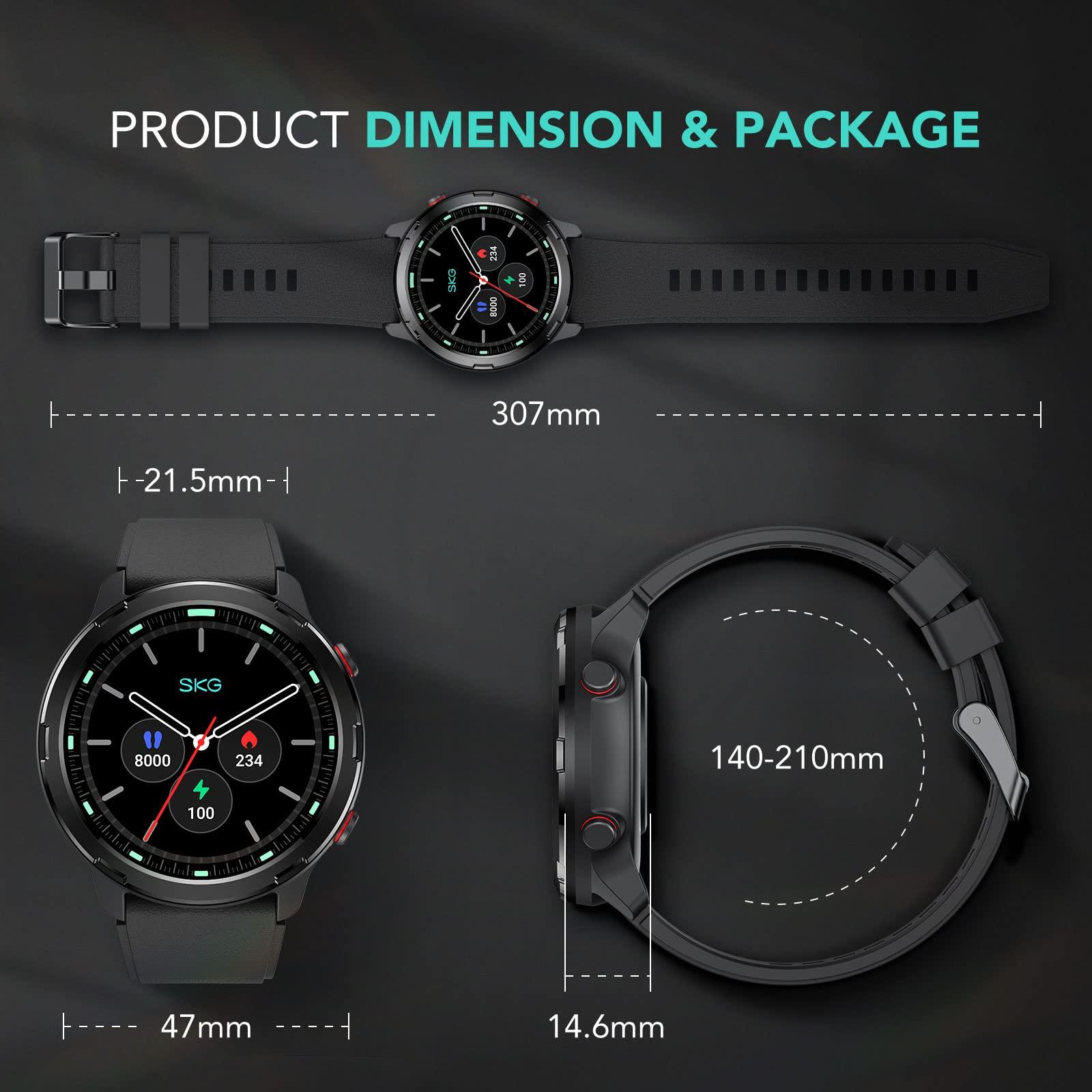 SKG SKG Smart Watch,Rugged Outdoor Watch with GPS, Fitness Tracker with Heart Rate, SpO2, Sleep Monitor, IP68 Waterproof, Multi-Sports, 3-Axis Compass,Blood Oxygen,''1.32''Screen Android iOS,Gift,V9C