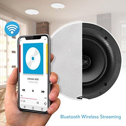 Pyle Pyle 5.25” Pair Bluetooth Universal Flush Mount In-wall In-ceiling 2-Way Speaker System Dual Polypropylene Cone & Polymer Tweeter Stereo Sound 240 Watts (PDICBT57),Black