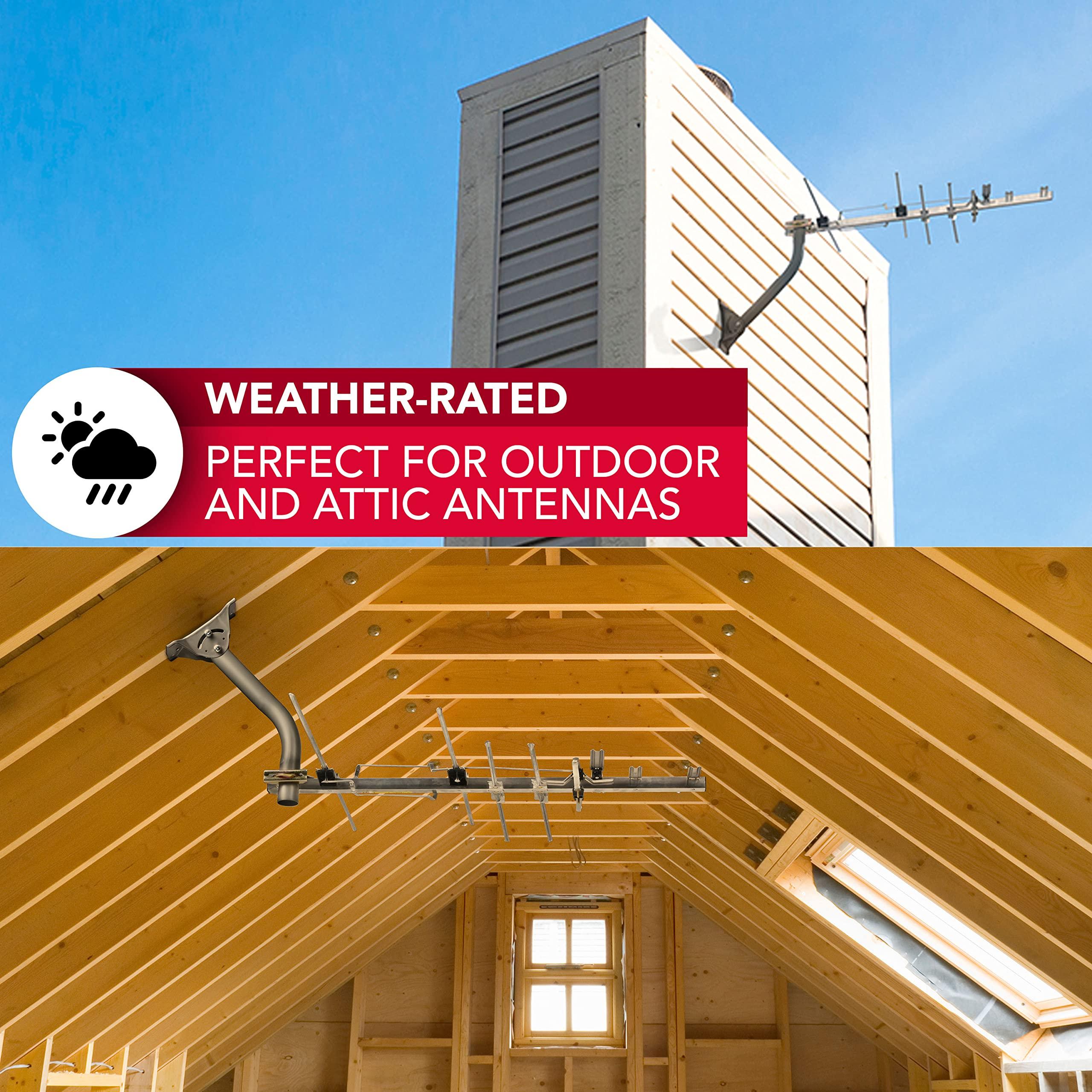 RCA RCA TV Antenna Mount - Universal, Adjustable, Outdoor and Attic TV Antenna Mast. 18.8-Inch Steel J-Pole with Adjustable Bracket, Weatherproof, Mounting Hardware Included, Black (VH119E)