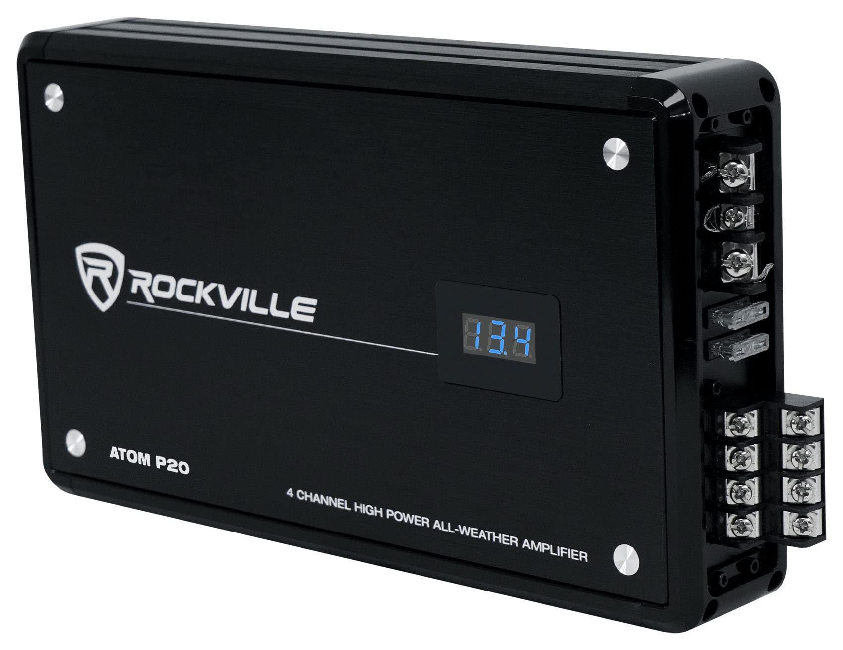 Rockville Rockville (4) RV69.4A 6x9 4-Way Car Speakers 1000 Watts/220w RMS CEA Rated Bundle with (1) ATOM P20 Marine/ATV/Car Bluetooth Amplifier, (1) RWK42 Installation Wire Kit (6 Items)