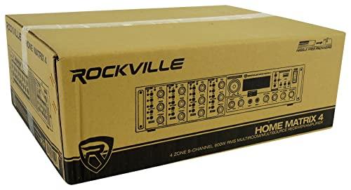 Rockville Rockville Home Matrix 4 Zone 8 Channel 600w Amplifier for Restaurant/Bar/Cafe