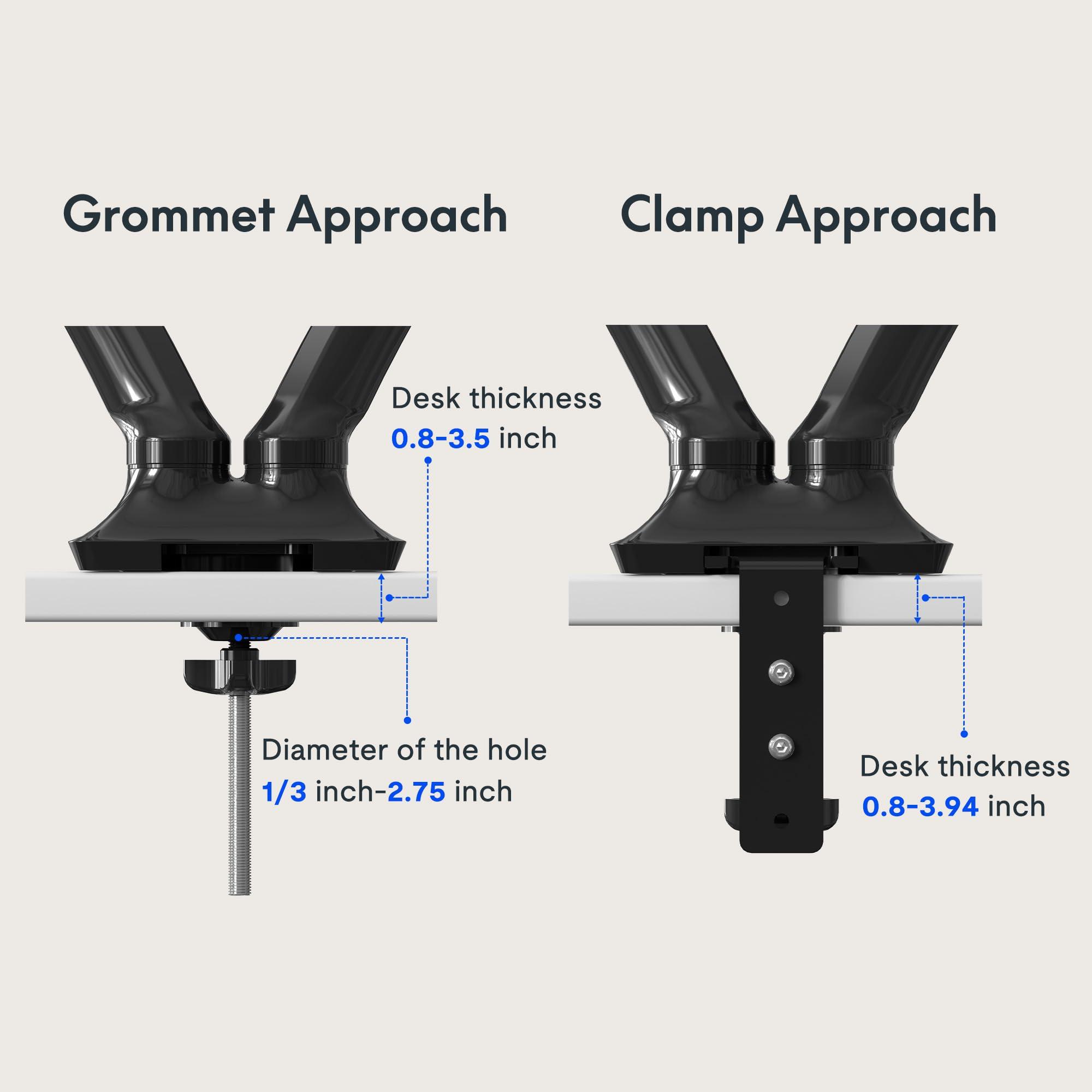 FLEXISPOT FlexiSpot Dual Monitor Stand for Desk Adjustable Spring Monitor Arm Desk Mount Hold up to 3.3 to 11lbs Vesa Dual Monitor Mount with C Clamp for 10 to 27 Inch Computer Screens
