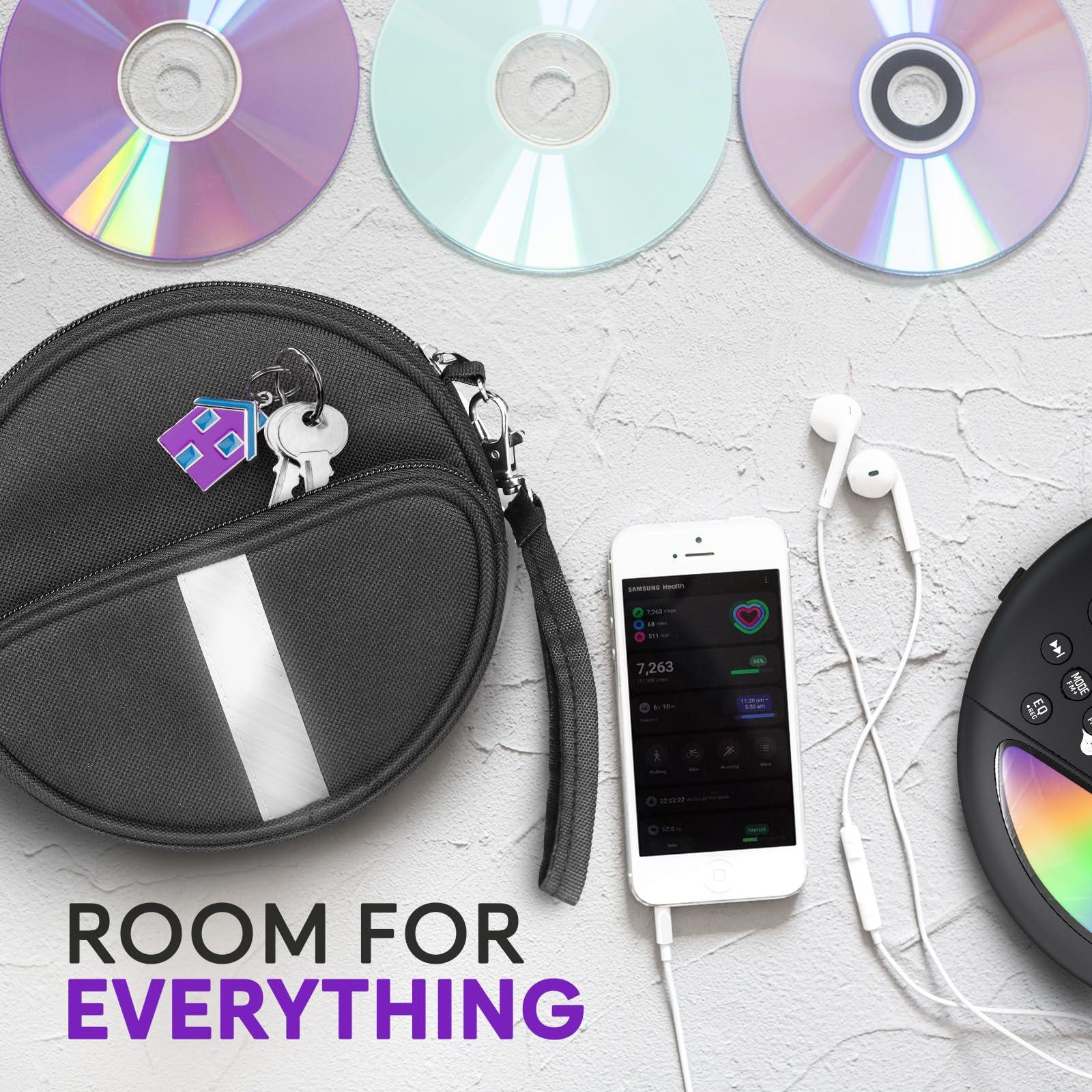 KLIM KLIM Portable CD Player Case, Waterproof Portable CD Player Carrying Case, Adjustable Strap, CD Player Suitcase with 3 Compartments