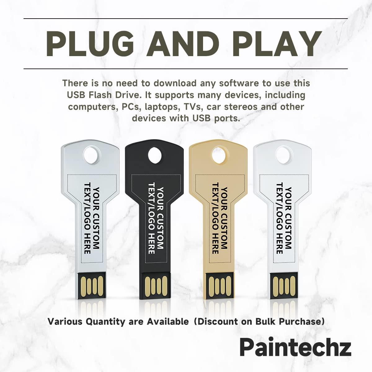 Paintechz Paintechz Custom Key USB Flash Drives 50 Pack, Personalized Logo Bulk - as Corporate Gifts and Promotional Giveaways - 32GB