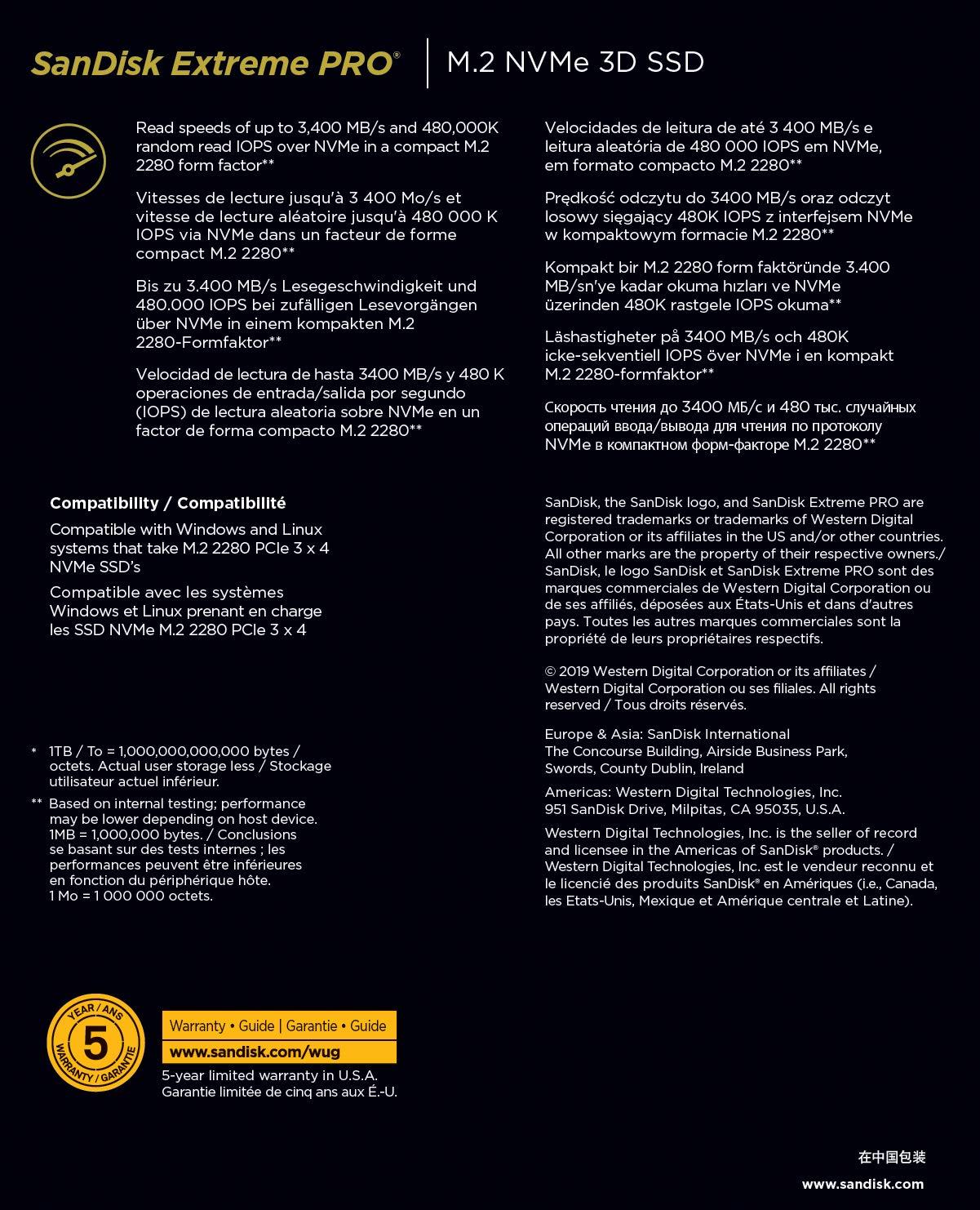 SanDisk SanDisk SSD HDD Extreme Pro M.2, 2 TB