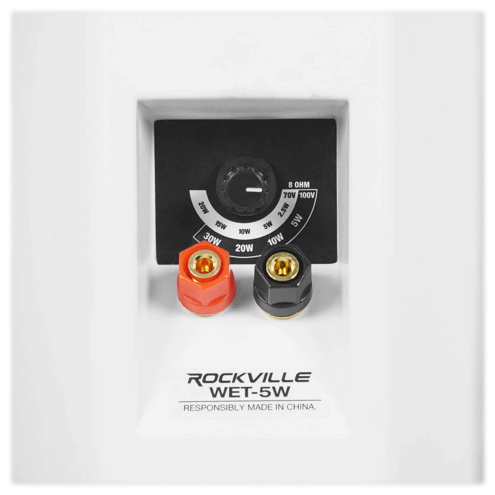 Rockville Rockville 10 WET-5W 70V 5.25\" IPX55 White Commercial Indoor/Outdoor Wall Speakers