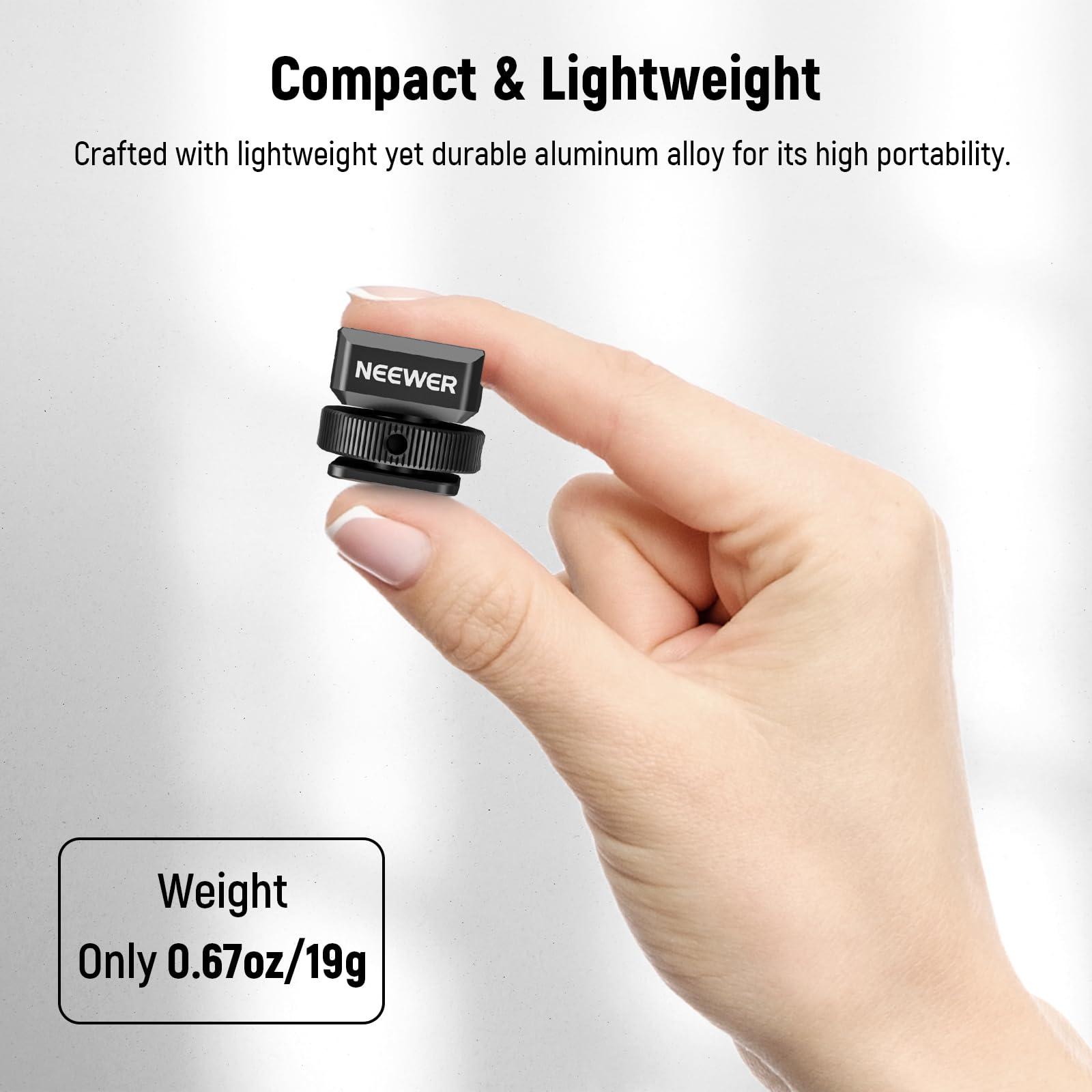 Neewer NEEWER Cold Shoe Mount Adapter Compatible with DJI Hollyland Rode Wireless Lavalier Microphone Receiver, Anti Drop Mic Accessories with Retractable Pins, Metal Camera Cage Mount Adapter, UA030