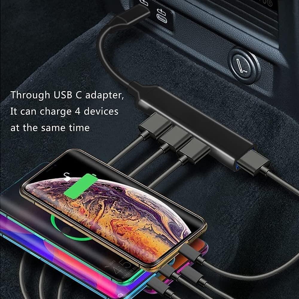 THE PERFECT PART The Perfect Part USB Hub - USB C Hub Multiport Adapter, 4 Port USB C Splitter for Laptop, PC, Phone, iPad Pro, iPad & MacBook Pro, Mini Portable 3.0 & 2.0 USB Extender Hub, Type C Charging Hub (BLACK)