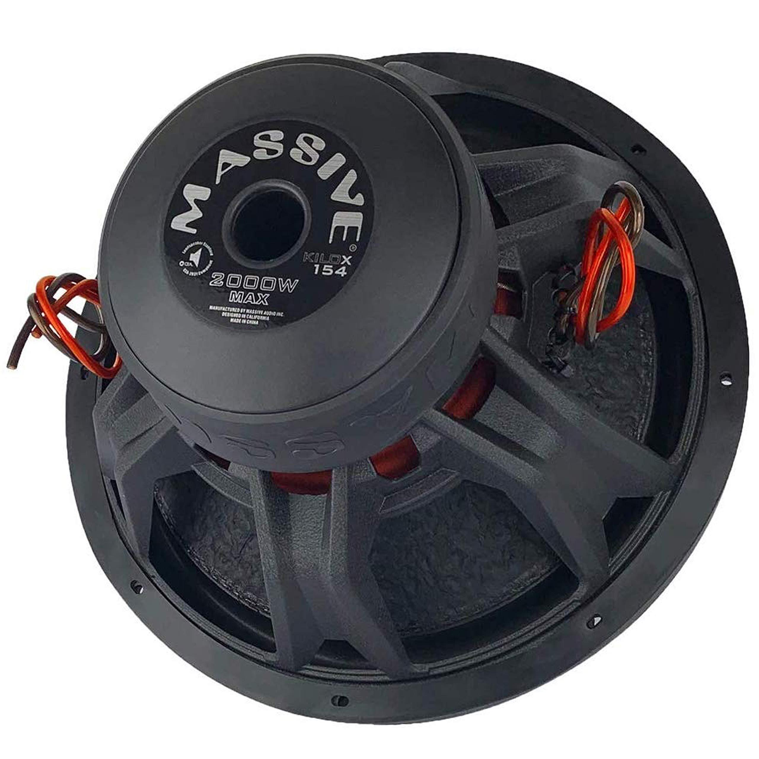 Massive Audio Massive Audio KILOX154-15 Inch Car Audio Subwoofer, High Performance Subwoofer for Cars, Trucks, Jeeps - 15\" Subwoofer 1000 Watt RMS, 2000w MAX Dual 4 Ohm, 3 Inch Voice Coil. Sold Individually