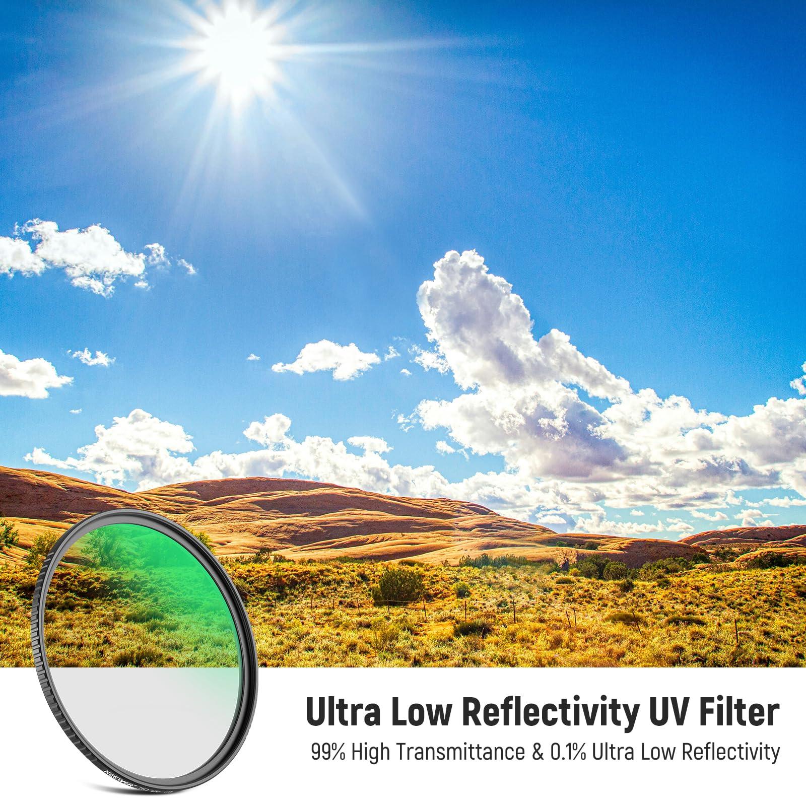 NEEWER NEEWER 52mm Ultra Low Reflectivity UV Lens Filter, UV Protection Filter with Multi Resistant Coating, HD High Transmittance Optical Glass, Ultra Slim Aluminum Frame, Water/Scratch/Oil Resistant