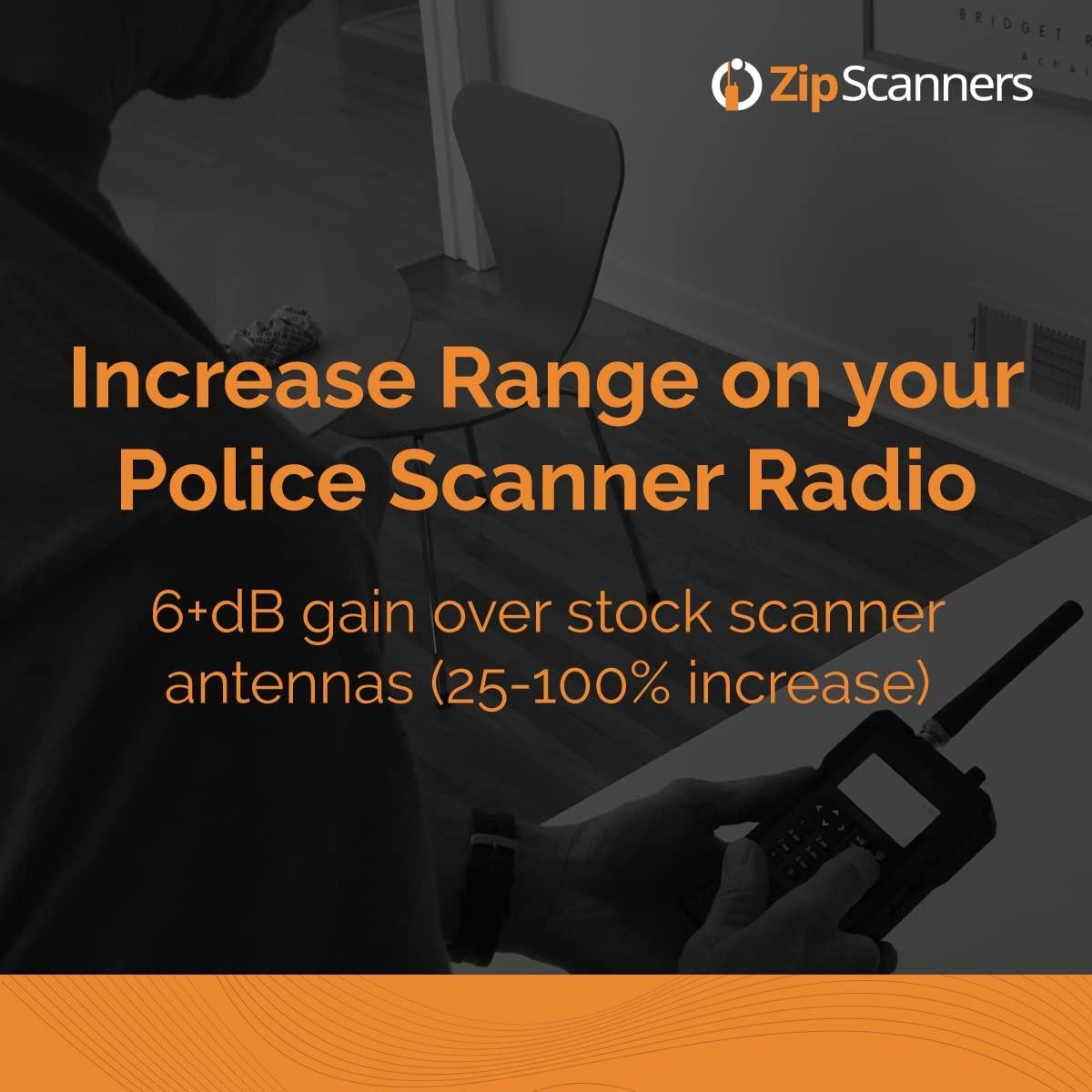 Zip Scanners Antenna for Police Scanner Radios | 843S Remtronix | SMA End Type | VHF/UHF/800 MHz Tri- Band | 8" Flexible Police Scanner Antenna | Increase Reception 25-100%